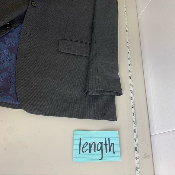 Indochino Men's Wool Gray Paisley Lined Pin Striped Blazer - Picture 11 of 13